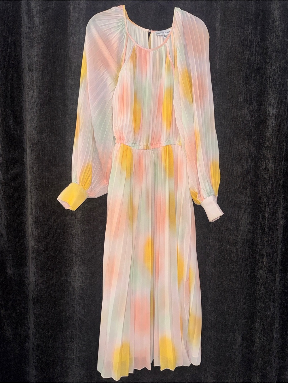 Gibson Latimer Pleated Long-Sleeve Maxi Dress